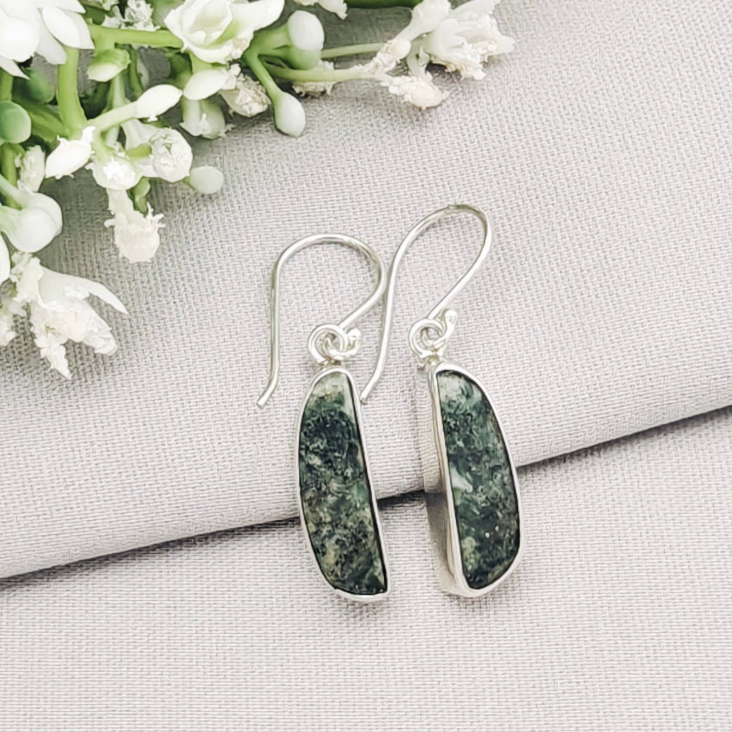 Preseli Bluestone Earrings in Sterling Silver | Stonehenge and Summer Solstice Gift