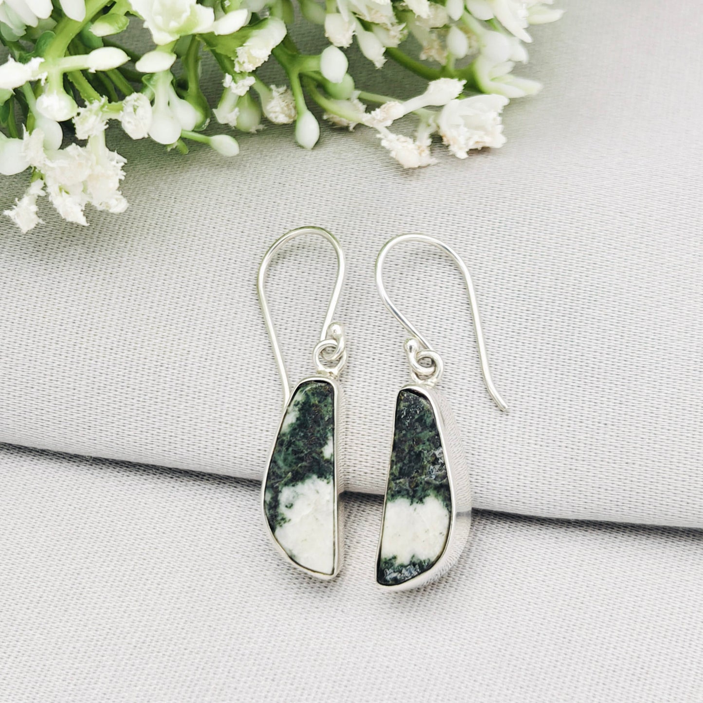 Preseli Bluestone Earrings in Sterling Silver | Stonehenge and Summer Solstice Gift