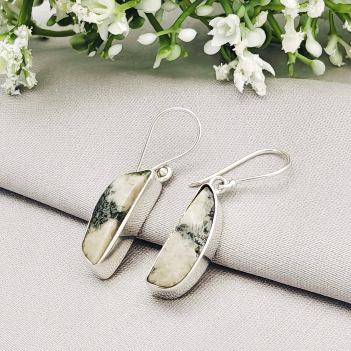 Preseli Bluestone Earrings in Sterling Silver | Stonehenge and Summer Solstice Gift