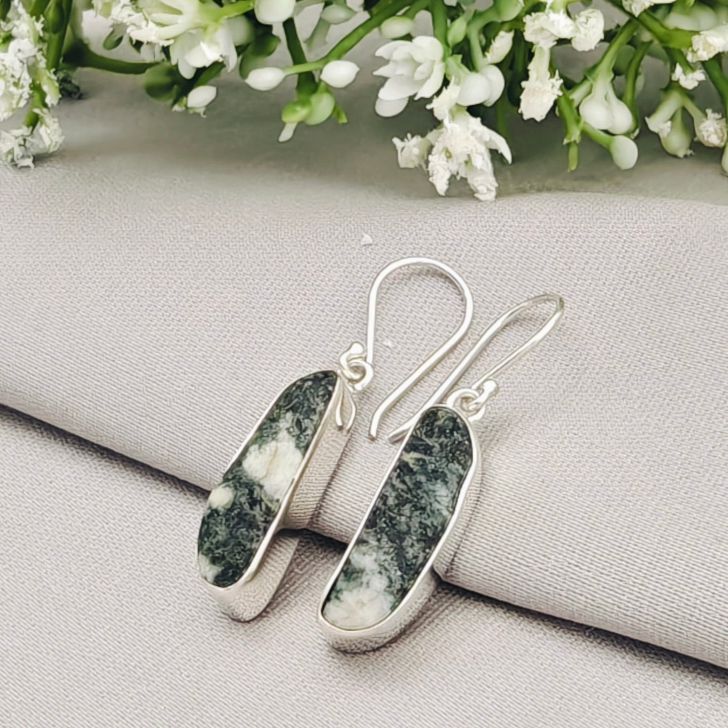 Preseli Bluestone Earrings in Sterling Silver | Stonehenge and Summer Solstice Gift