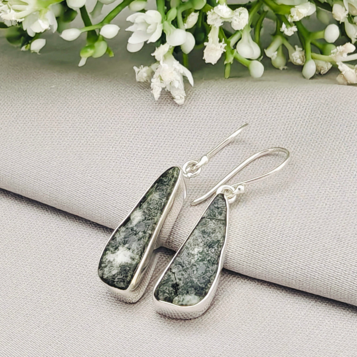 Preseli Bluestone Earrings in Sterling Silver | Stonehenge and Summer Solstice Gift