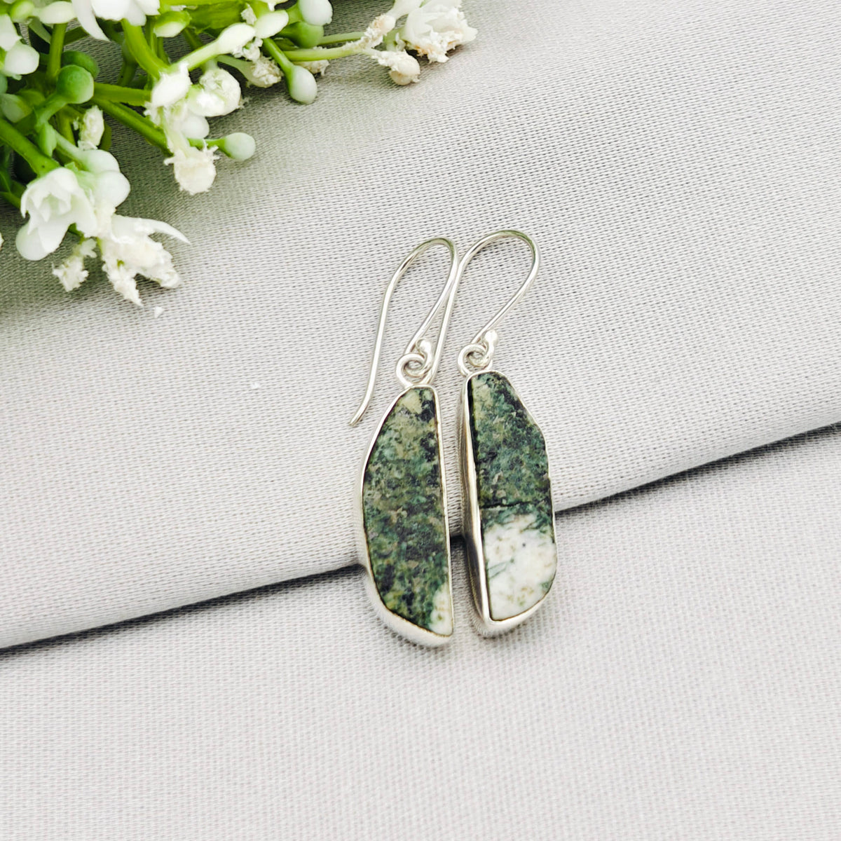 Preseli Bluestone Earrings in Sterling Silver | Stonehenge and Summer Solstice Gift