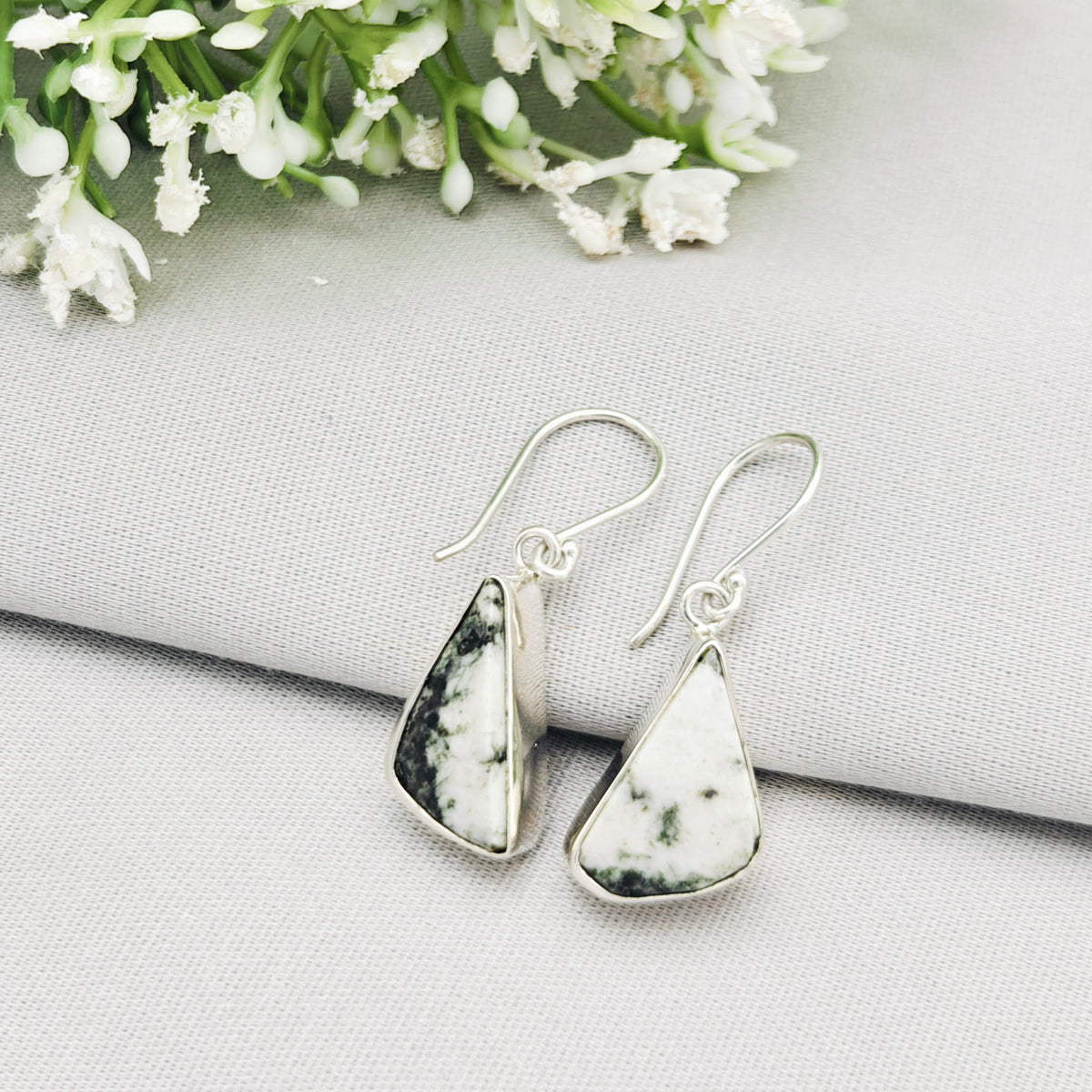 Preseli Bluestone Earrings | Stonehenge Stone with Ear Wire | Welsh Gift | Sterling Silver