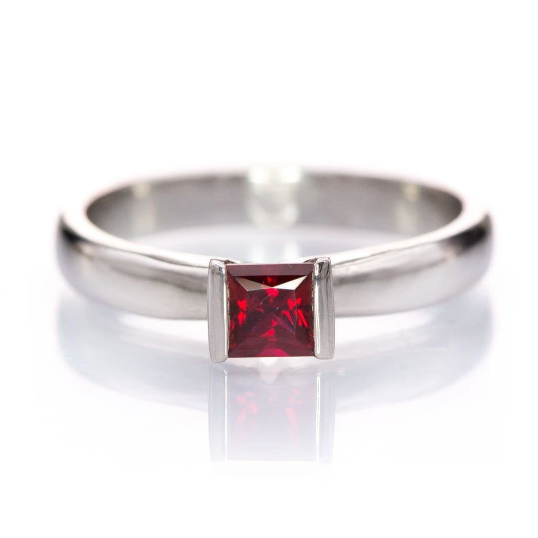 Princess Cut Square Lab Created Ruby Gemstone