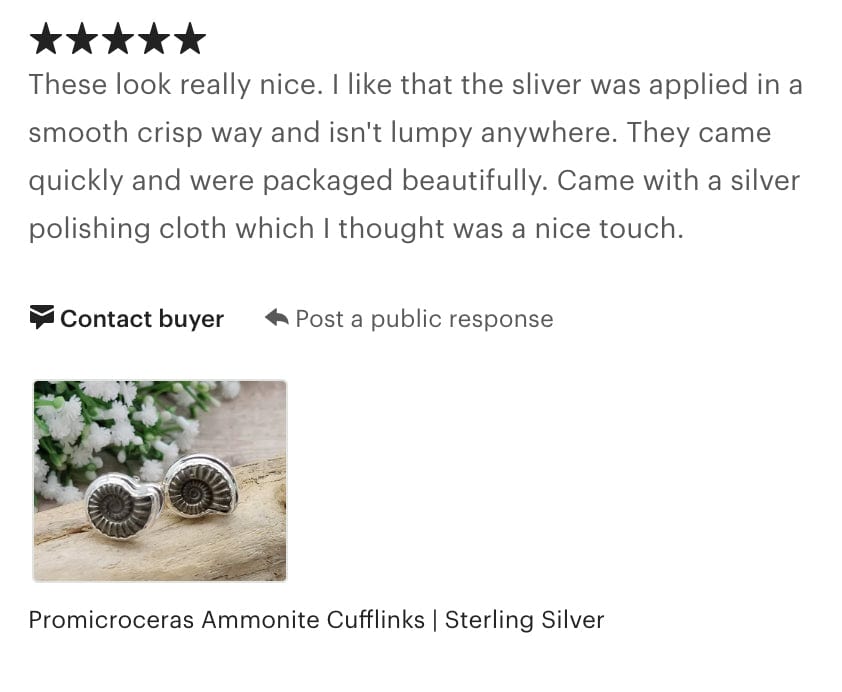 Promicroceras Ammonite Cufflinks | 20mm British Fossils | Sterling Silver