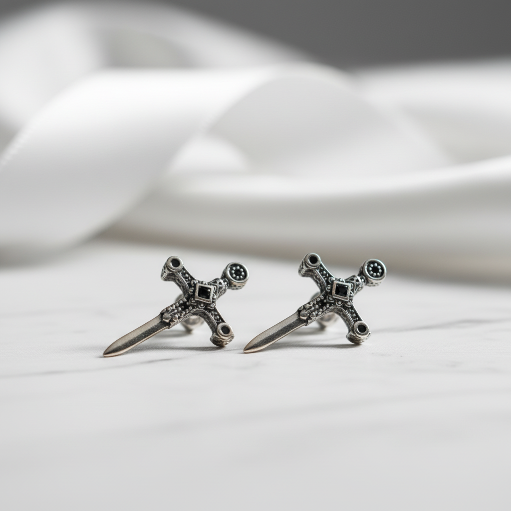 Punk Cross Sword Stud Earrings