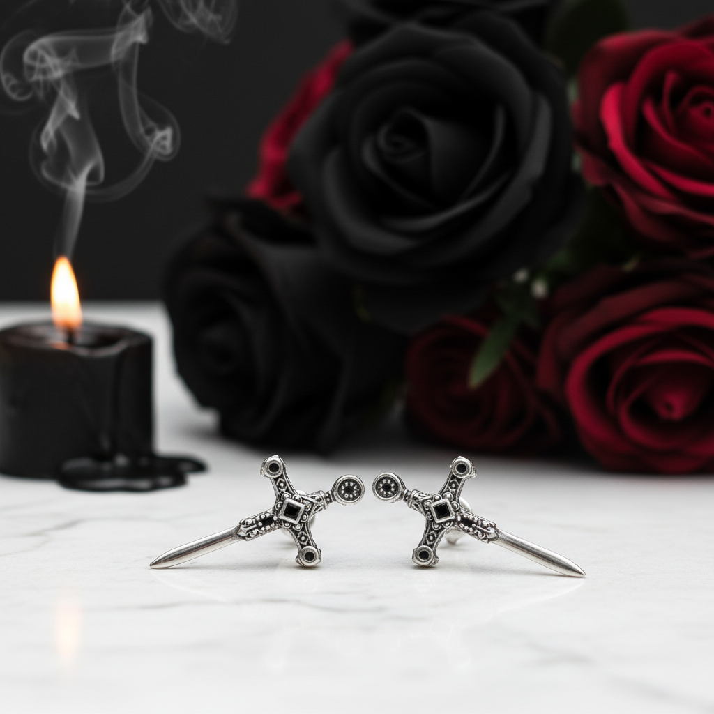 Punk Cross Sword Stud Earrings