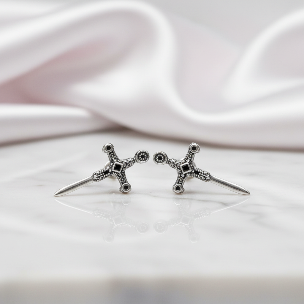 Punk Cross Sword Stud Earrings