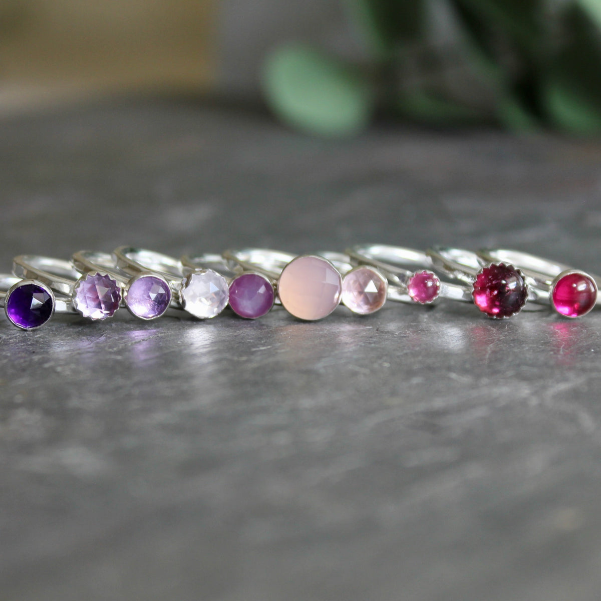 Sterling Silver Alexandrite Stacking Ring | June Birthstone | 55th Anniversary Gift