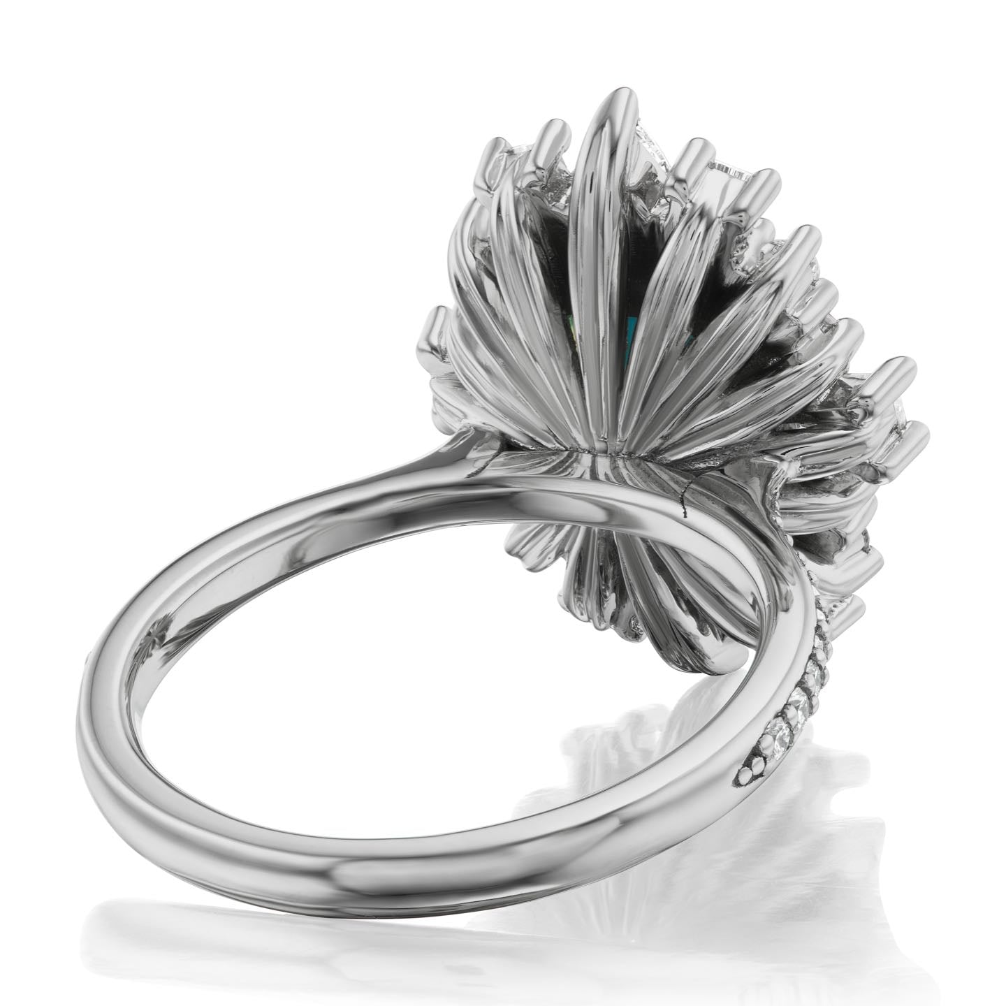 ・AZURA・Radiant Teal Sapphire Center, Diamond Halo (3.09ctw)