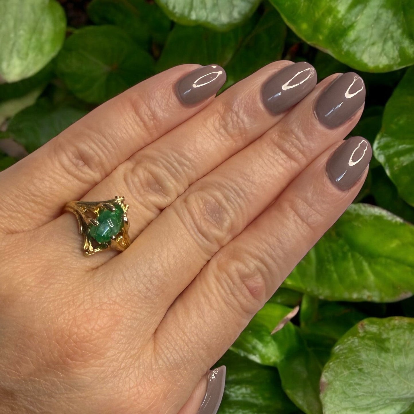 Raw Emerald Gold Ring