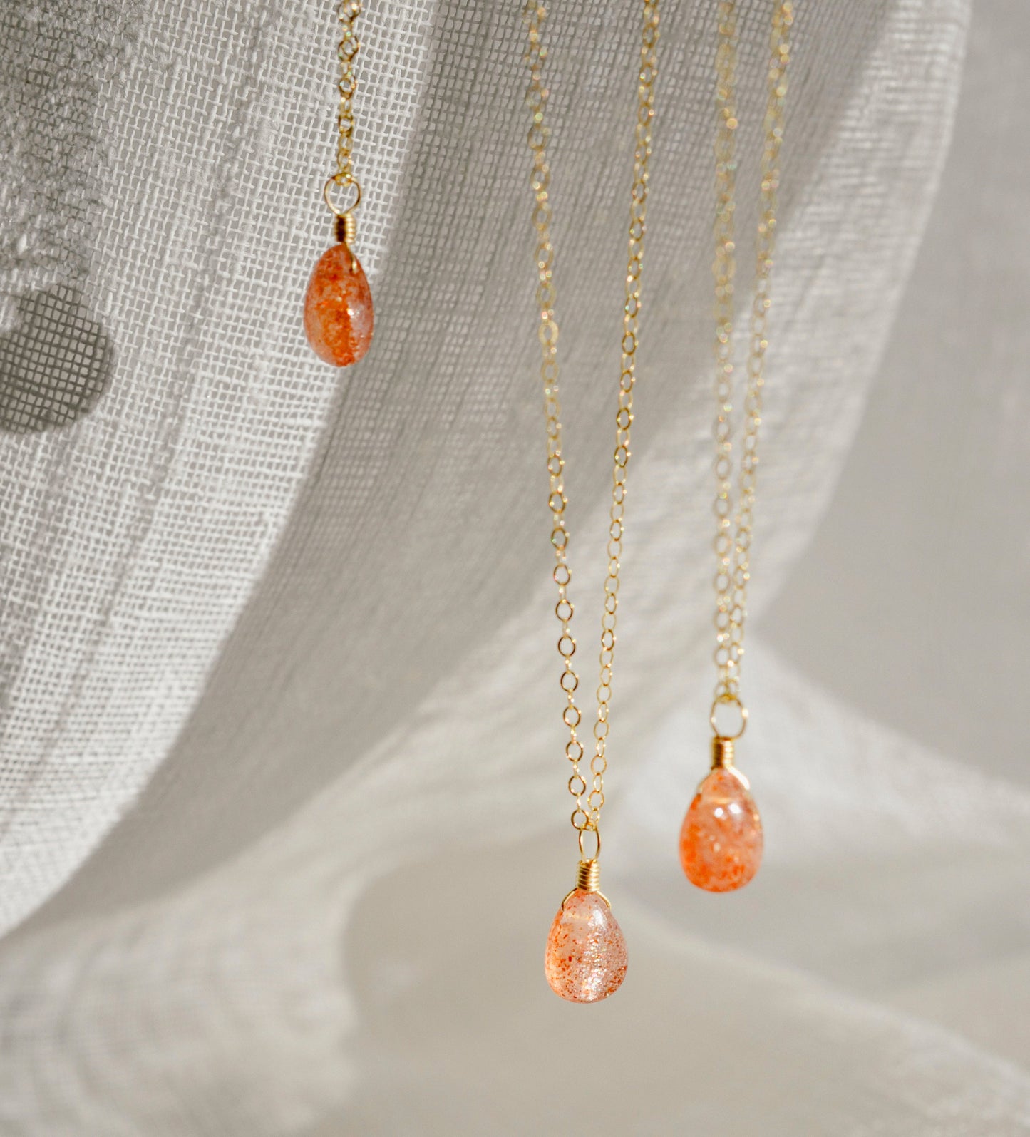 Sunstone Droplet Necklace