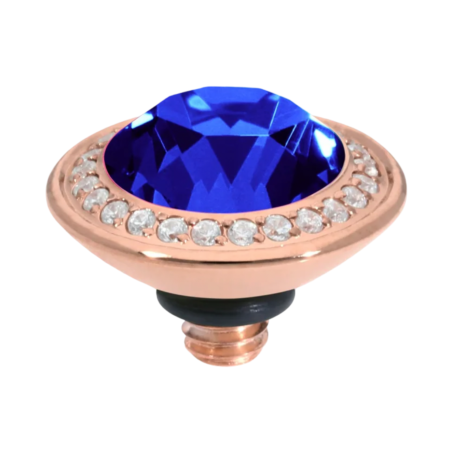 QUDO Tondo Deluxe Top 0.35" Rose Gold | Blue Crystal Collection