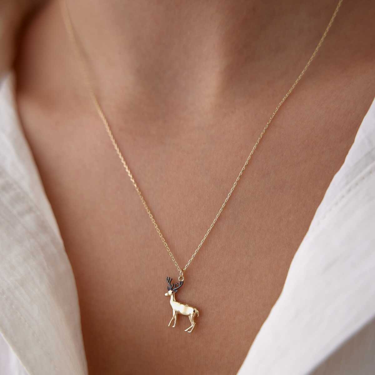 14k Gold Reindeer Necklace