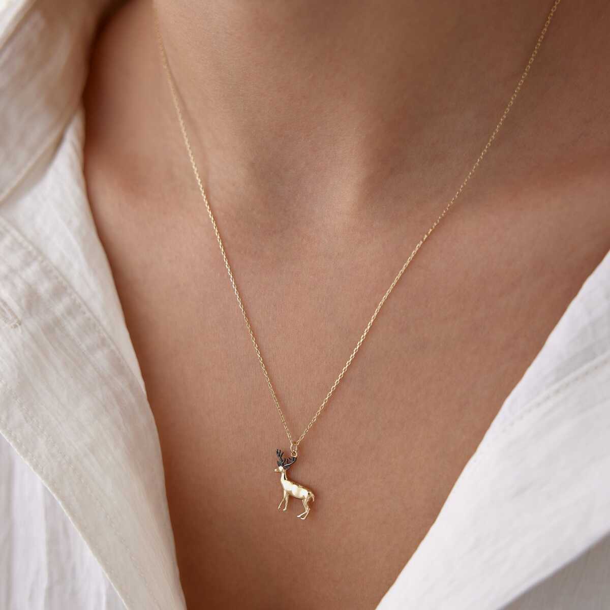 14k Gold Reindeer Necklace