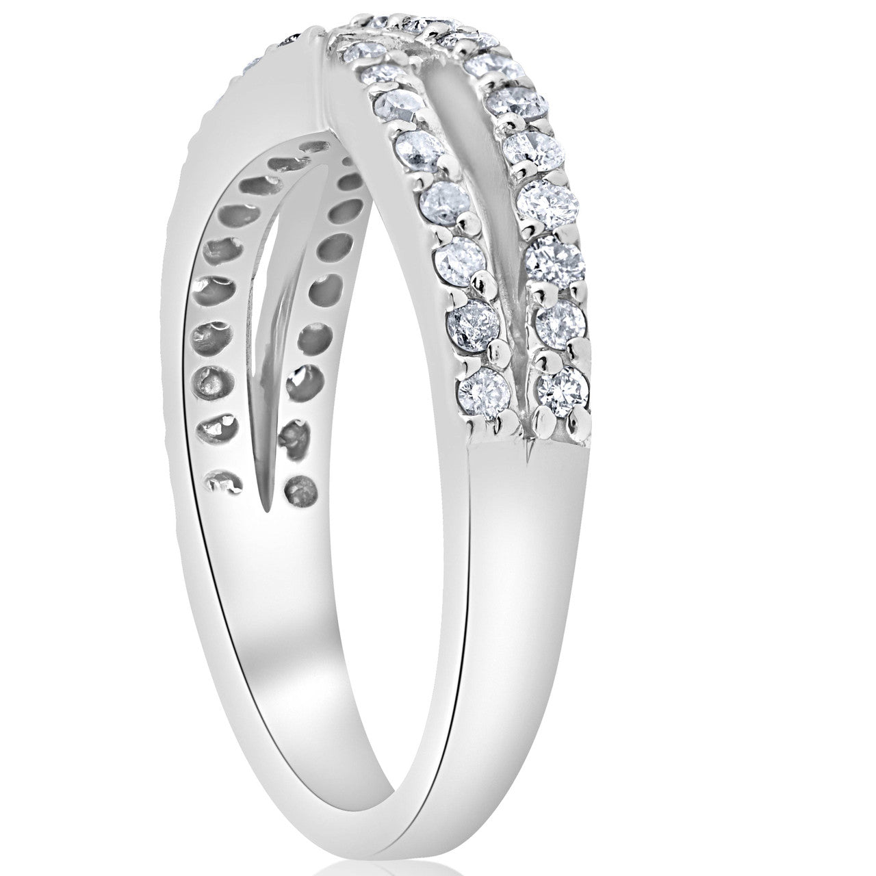 3/8Ct Diamond Crossover Infinity Stackable Wedding Band Twist Ring White Gold