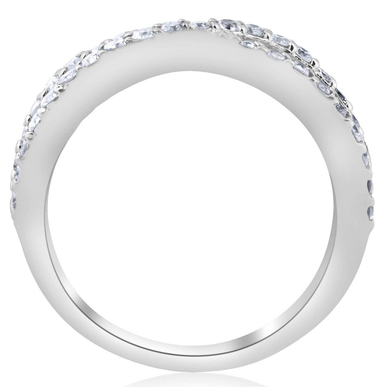 3/8Ct Diamond Crossover Infinity Stackable Wedding Band Twist Ring White Gold
