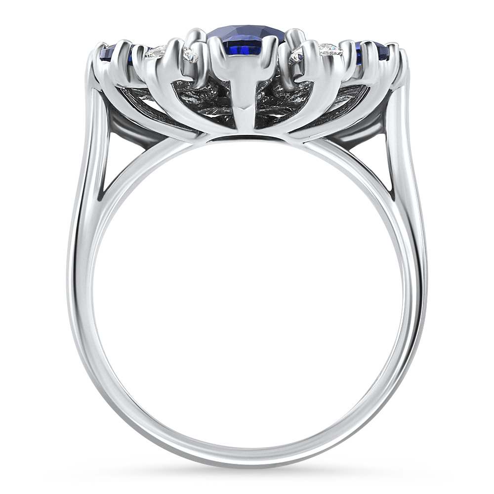 3.80Ct Nicole Blue Sapphire Diamond Ring 14k White Gold Lab Grown
