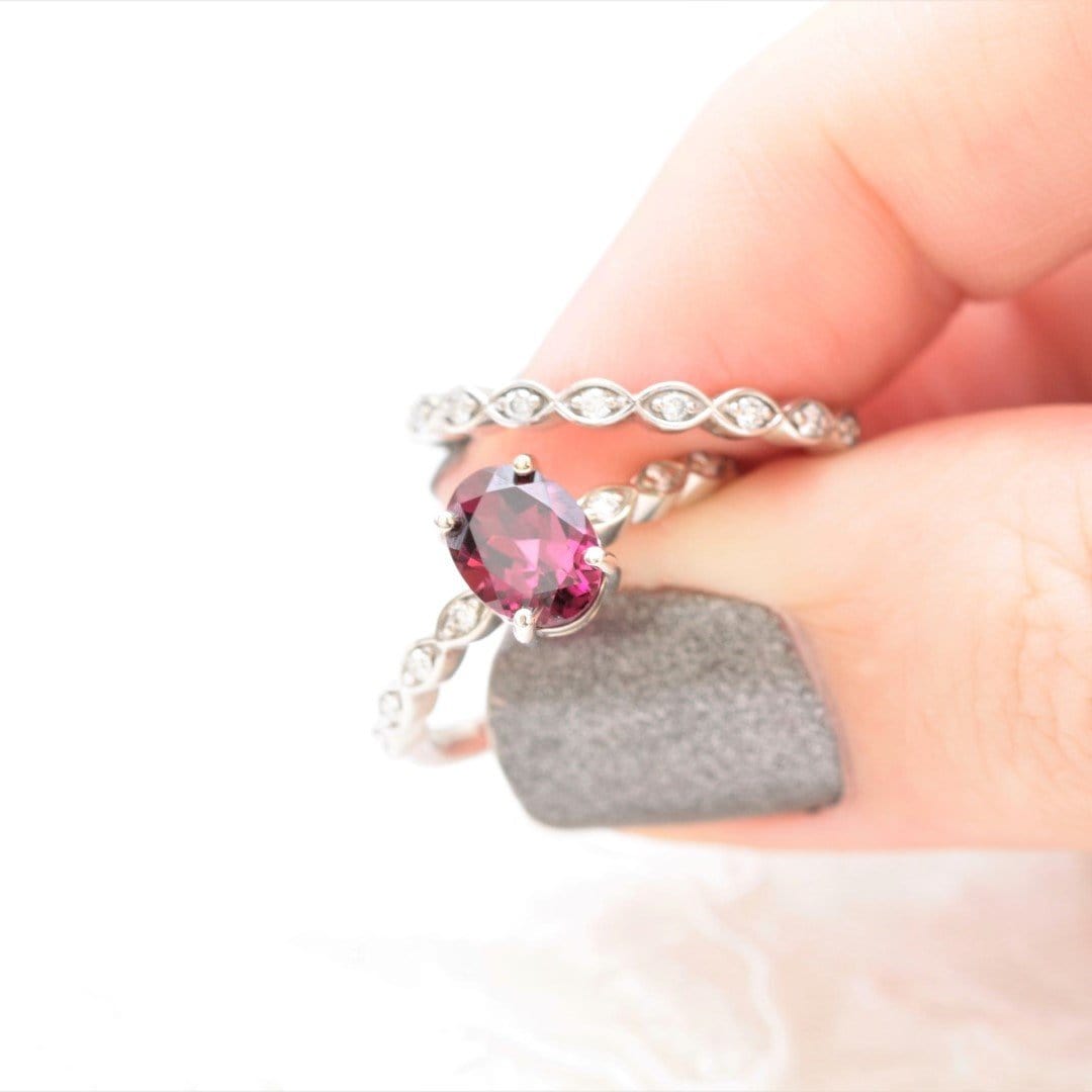 Rhodolite Garnet Diamond Ring