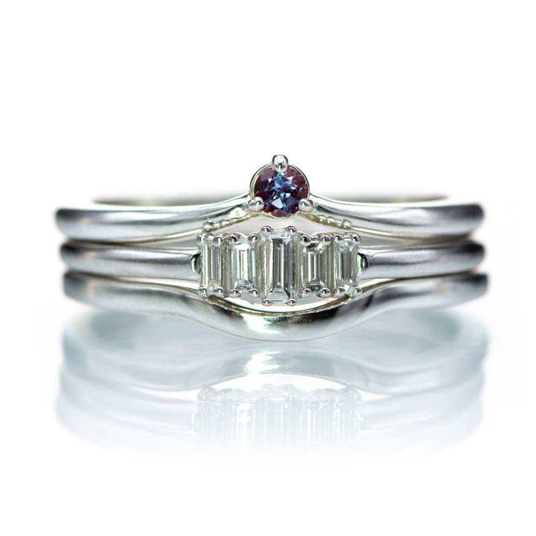 Velma Band - Alexandrite V-Shape Contoured Stacking Wedding Ring