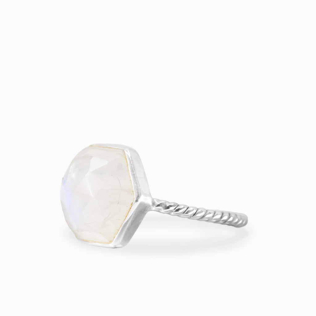 Rainbow Moonstone Ring