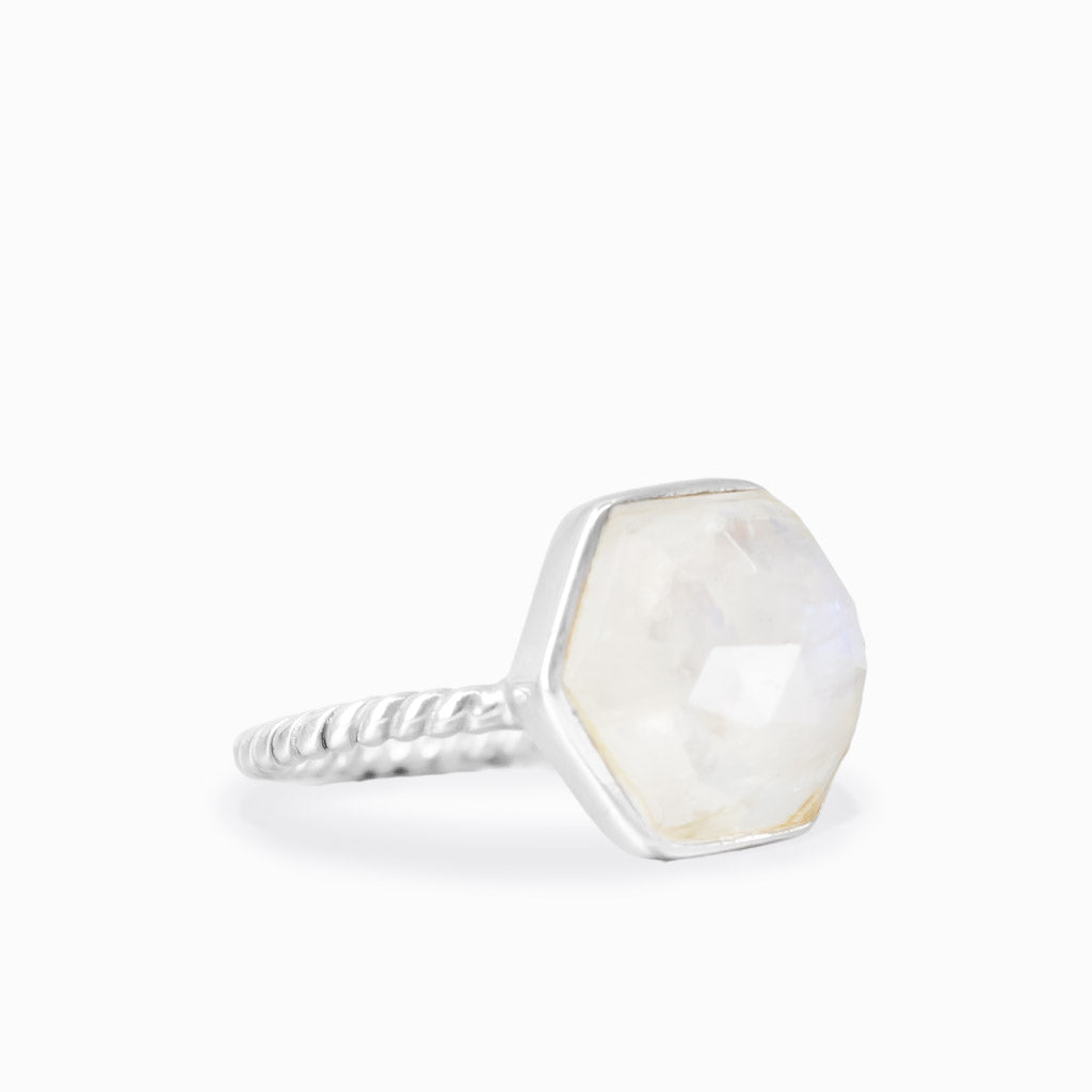 Rainbow Moonstone Ring