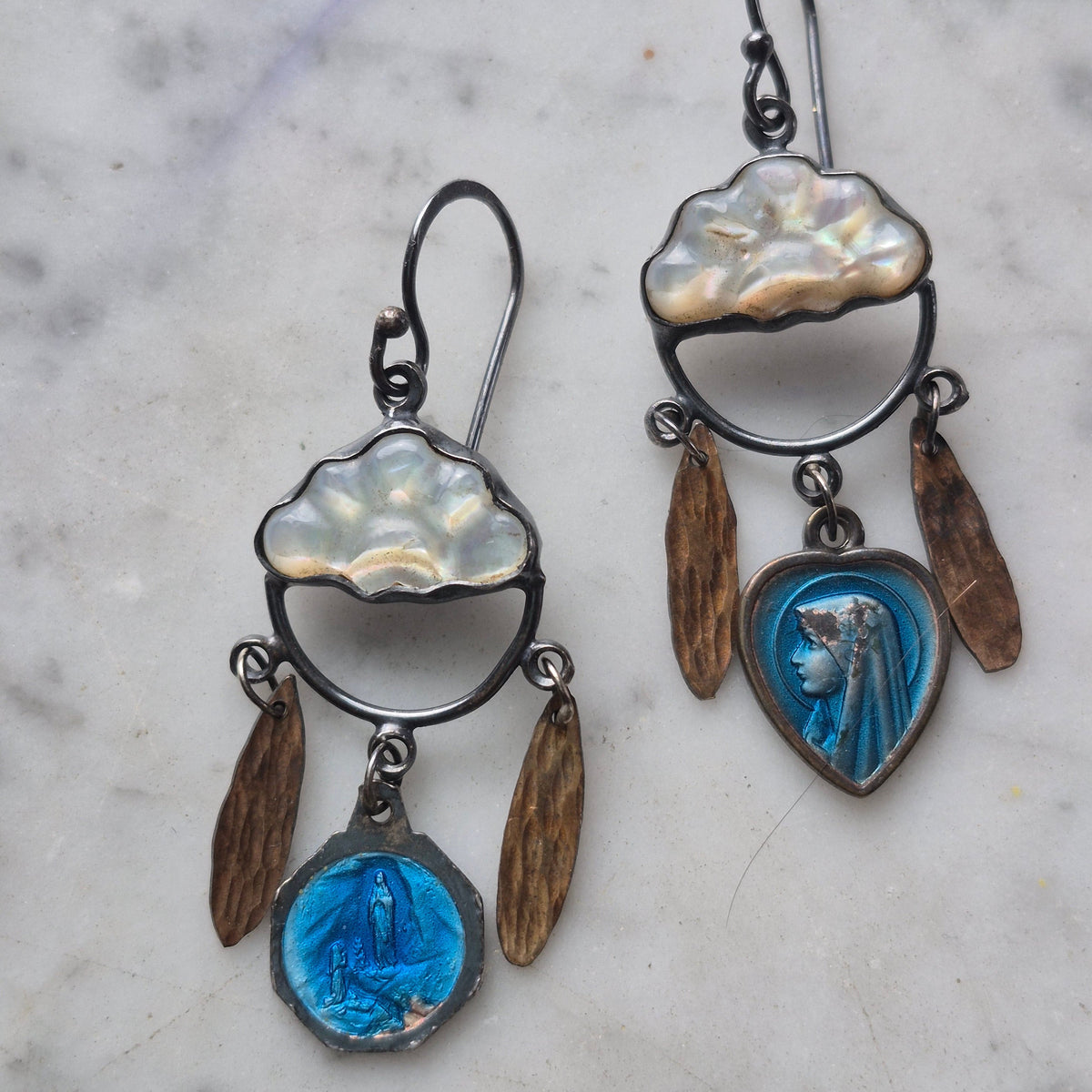 Virgin Mary Cloud Talisman Earrings