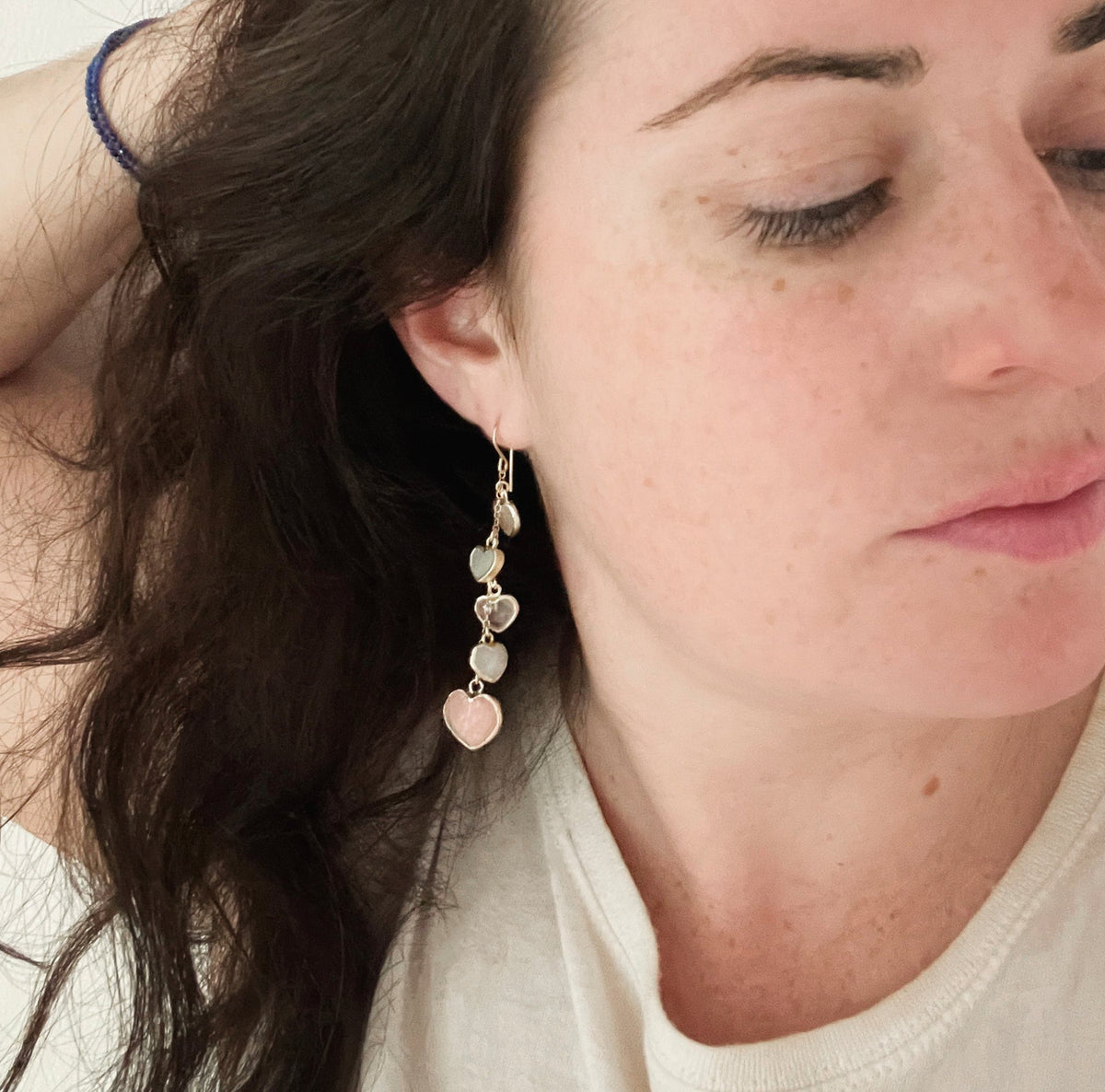 Juliet Earrings: Pink Hearts