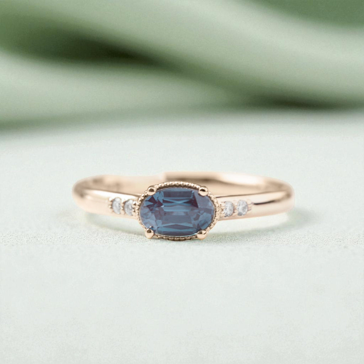 Oval Alexandrite Diamond Engagement Ring