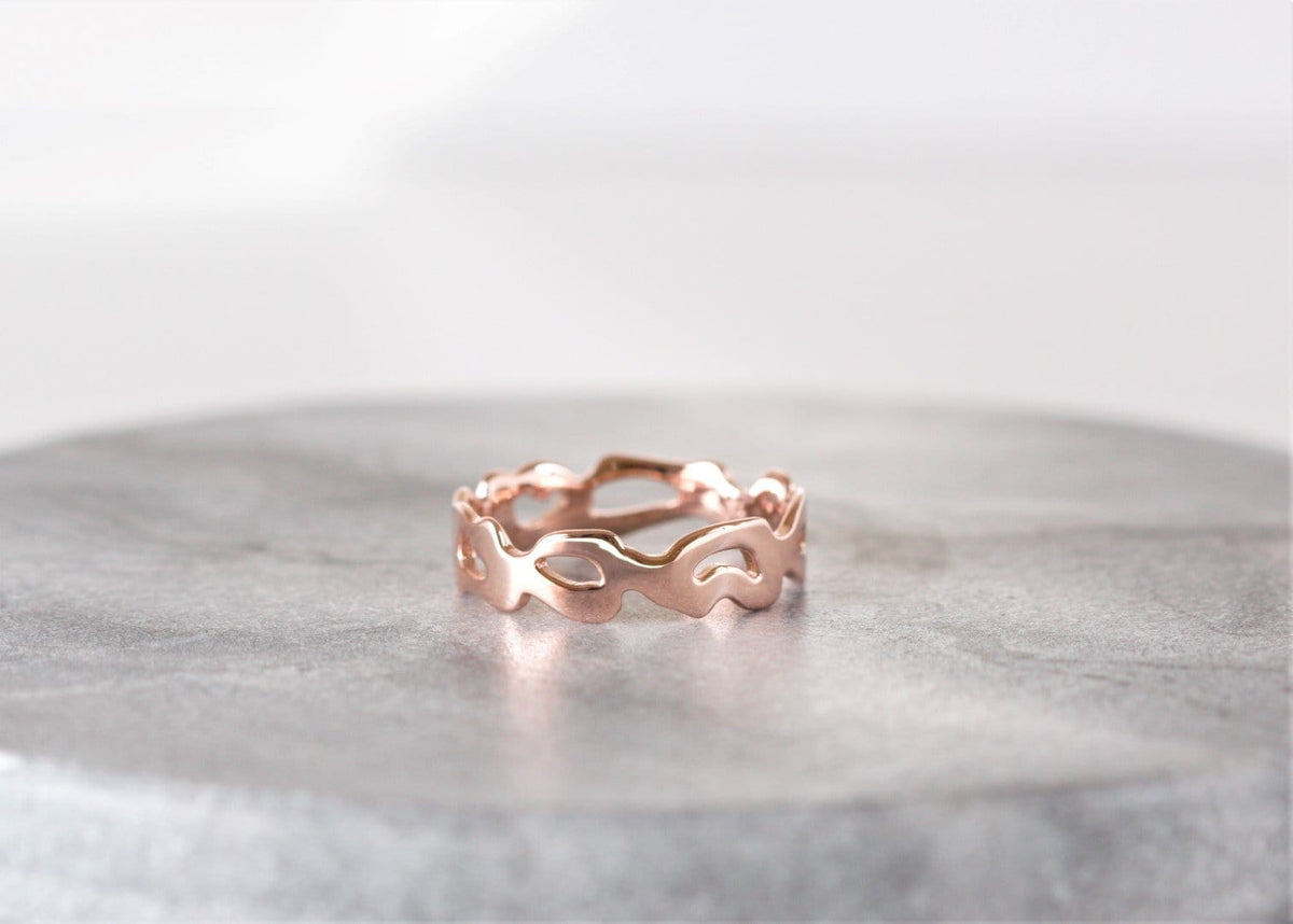 14k Gold Monstera Leaf Wedding Band