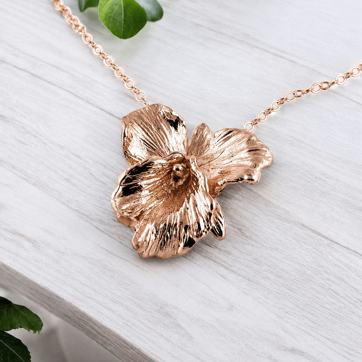 Sterling Silver Cattleya Orchid Necklace - Orchid Flower Pendant Only