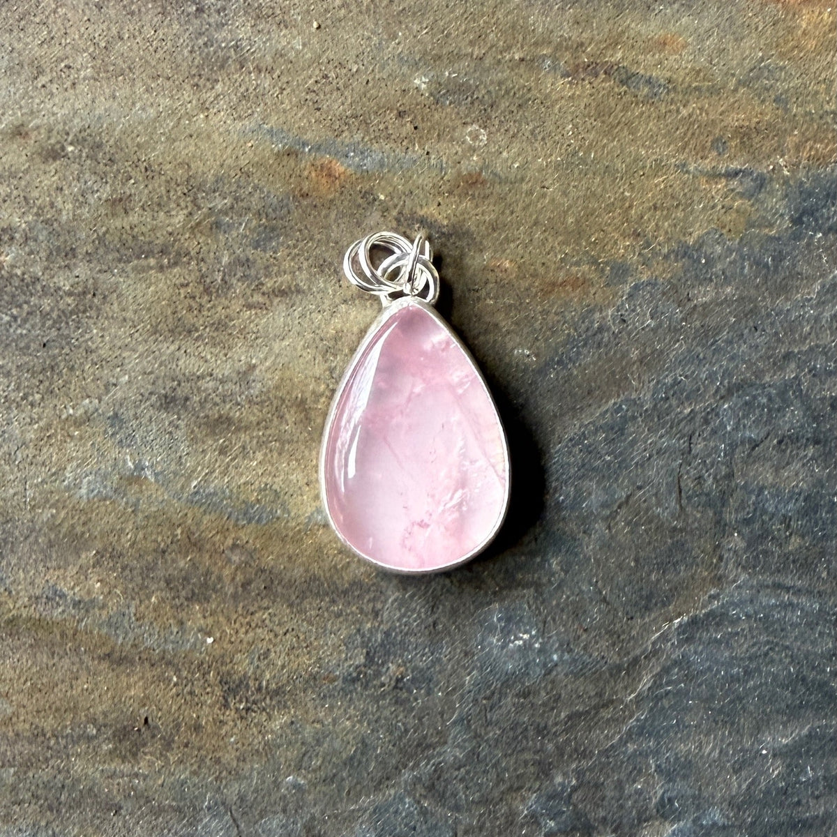 Large Rose Quartz Teardrop Pendant Necklace | Pink Gemstone Jewelry