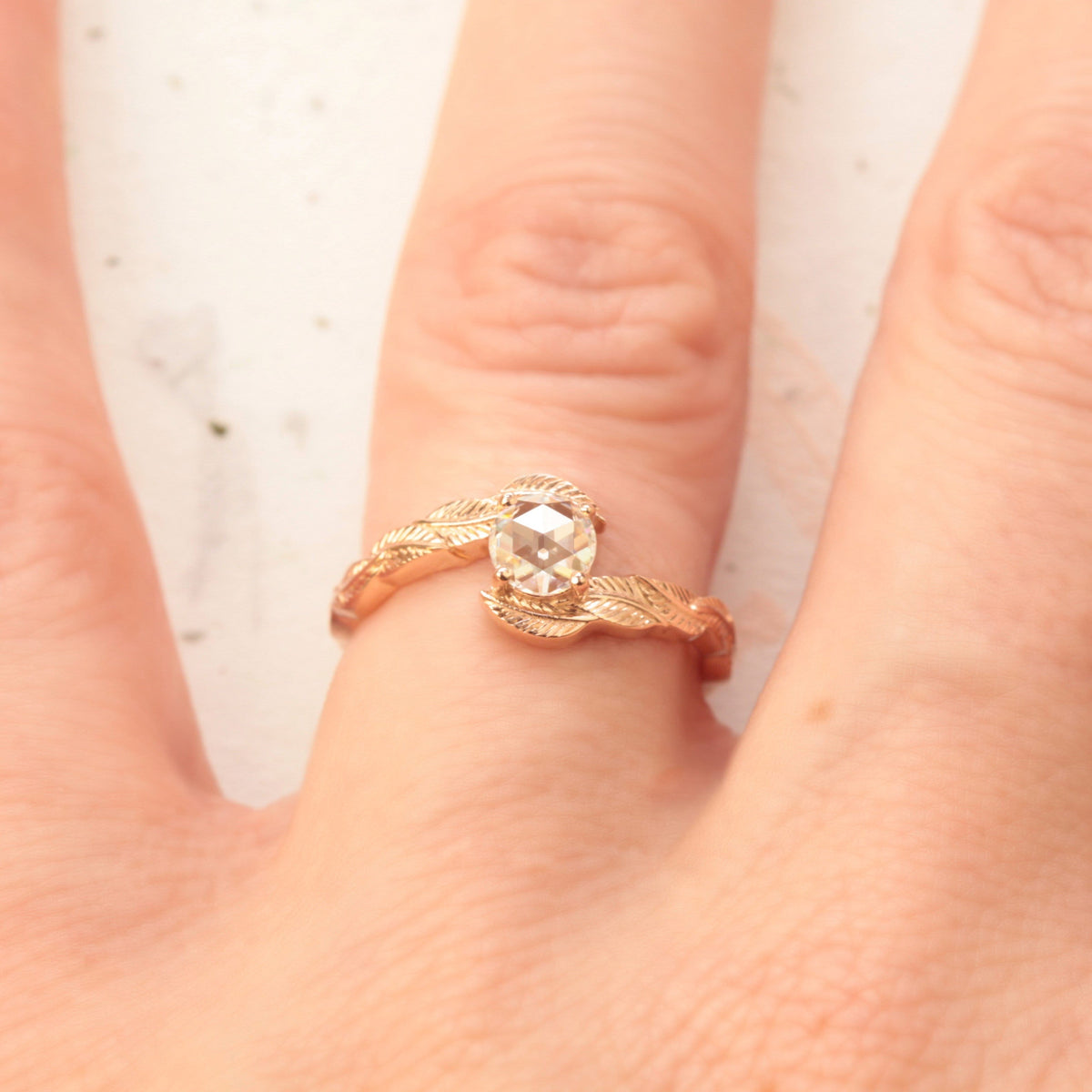 Moissanite Leaf Engagement Ring