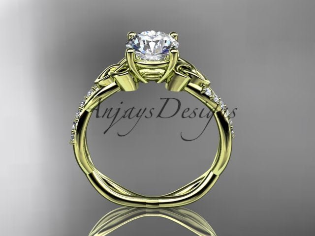 1 Carat Lab Grown Diamond Engagement Ring Celtic Round Brilliant CVD Diamond Triquetra Ring