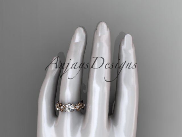 Nature Inspired 1 Carat Lab Grown Diamond Engagement Ring Round Brilliant CVD Diamond Ring