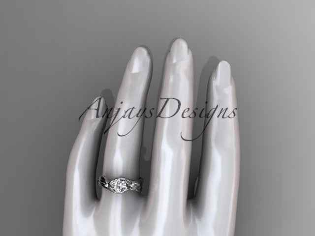 1 Carat Round Brilliant Lab Grown Diamond Nature Inspired Engagement Ring Leaf IGI Certified