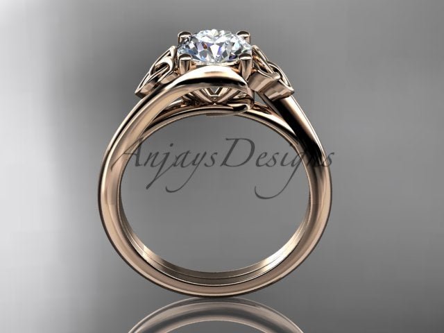 1 Carat Round Diamond Engagement Ring Celtic Wedding Ring Dainty