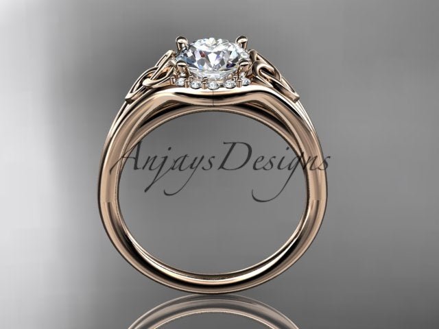 1 CT Round Lab Grown Diamond Halo Engagement Ring Celtic Trinity Knot Ring