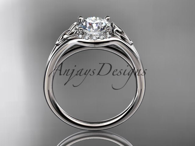 1 CT Round Lab Grown Diamond Halo Engagement Ring Celtic Trinity Knot Ring