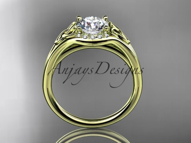 1 CT Round Lab Grown Diamond Halo Engagement Ring Celtic Trinity Knot Ring