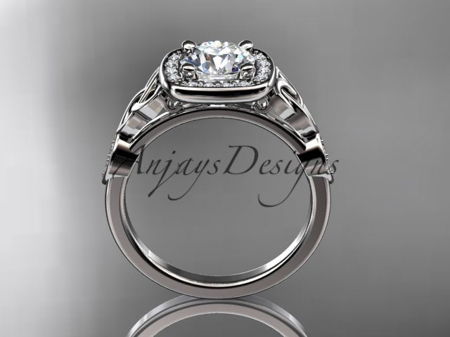 Celtic Engagement Ring 1 CT Round Lab Grown Diamond Halo Ring CVD Diamond