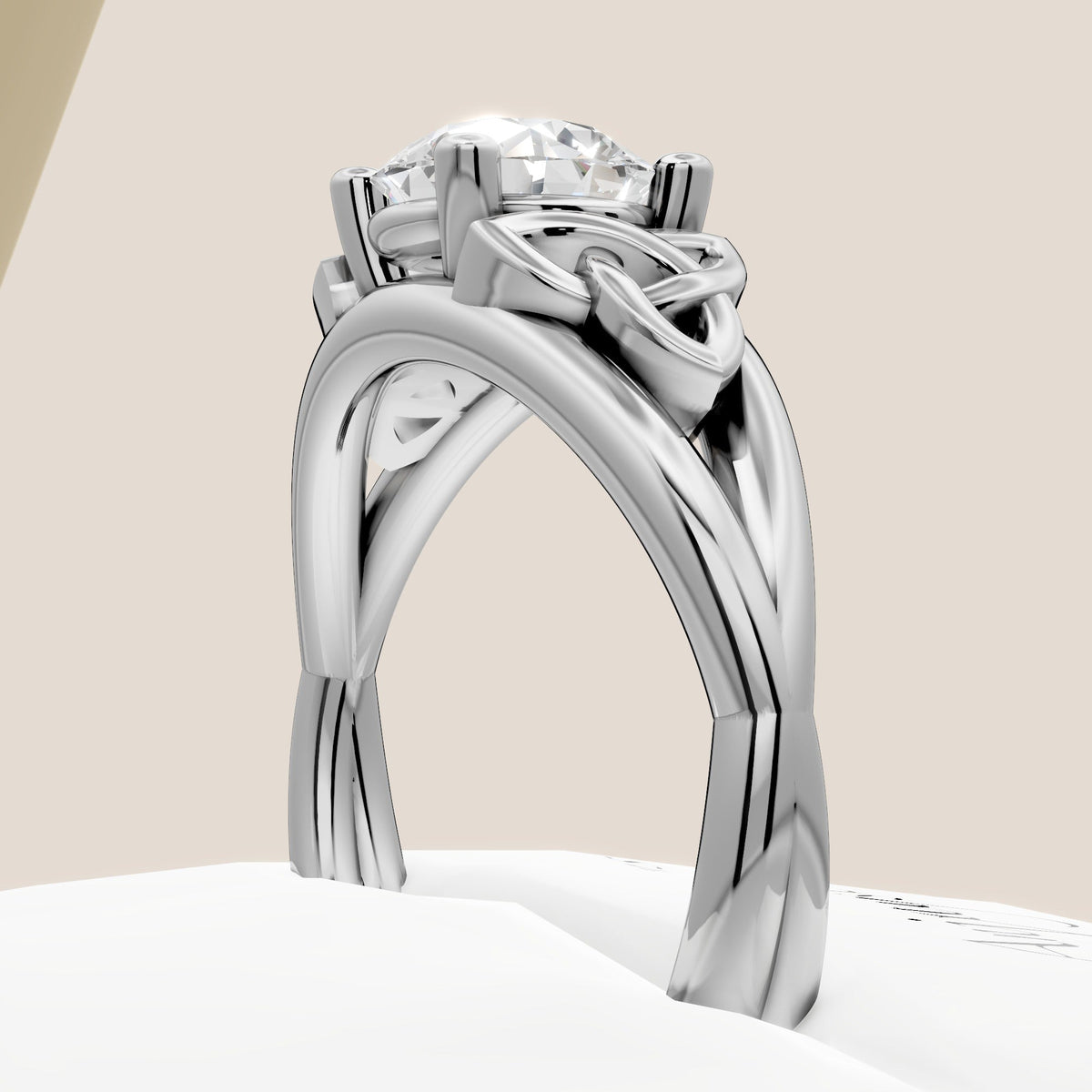Dainty Celtic Engagement Ring IGI Certified 1 CT Round Lab Grown Diamond Wedding Ring