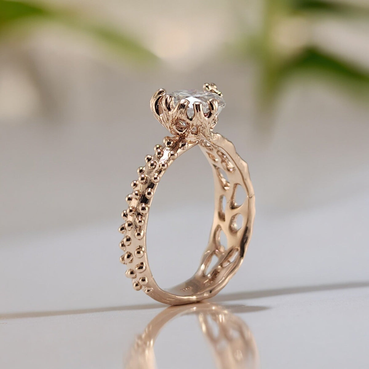 Round Moissanite Beach Style Wedding