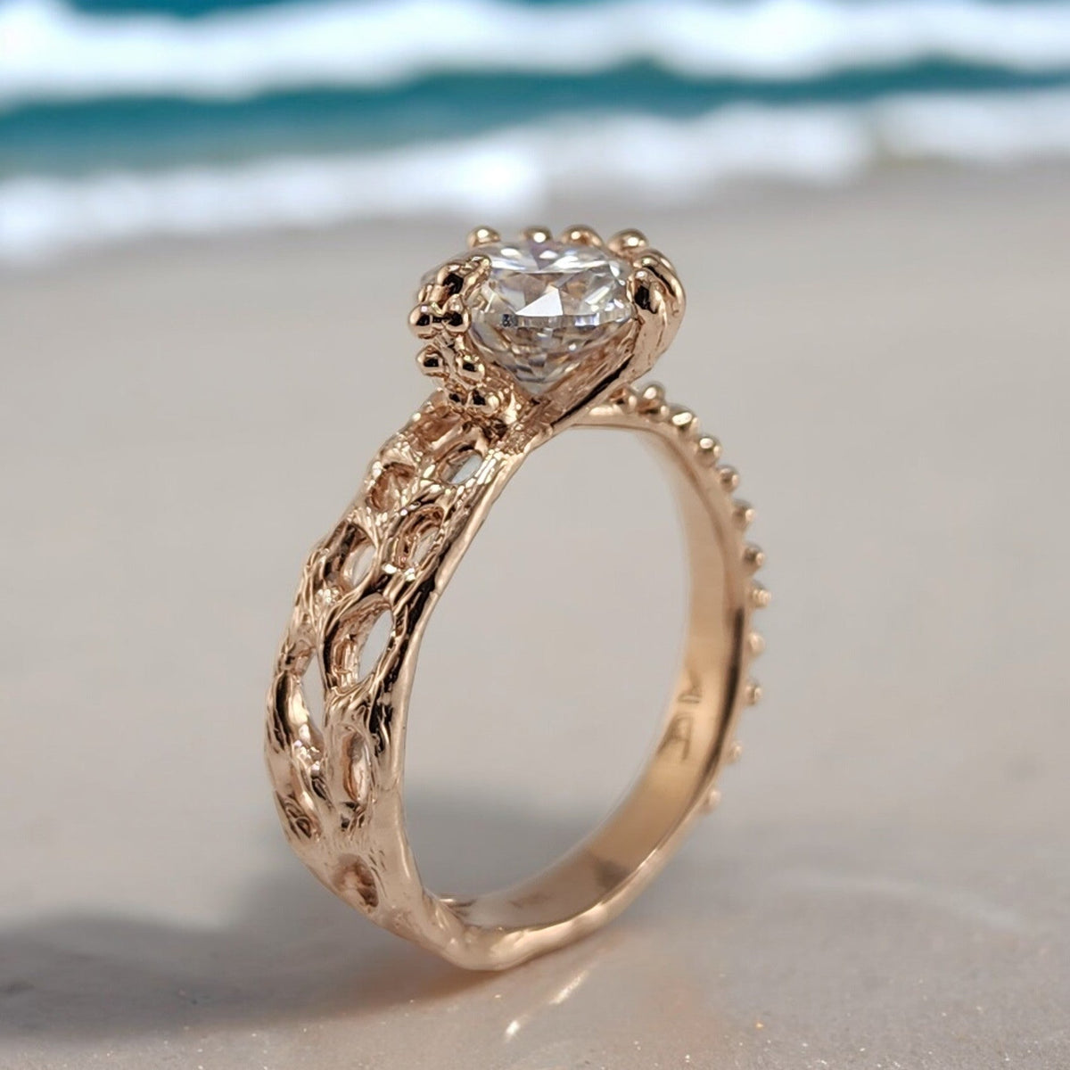 Round Moissanite Beach Style Wedding