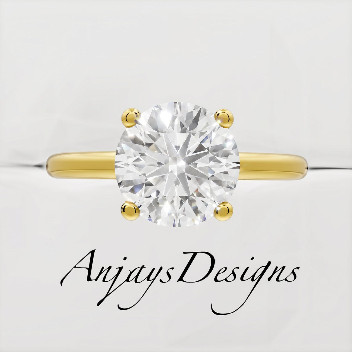 1 Carat Round Cut Lab Grown Diamond Solitaire Engagement Minimalist Ring 4 Prong Ring