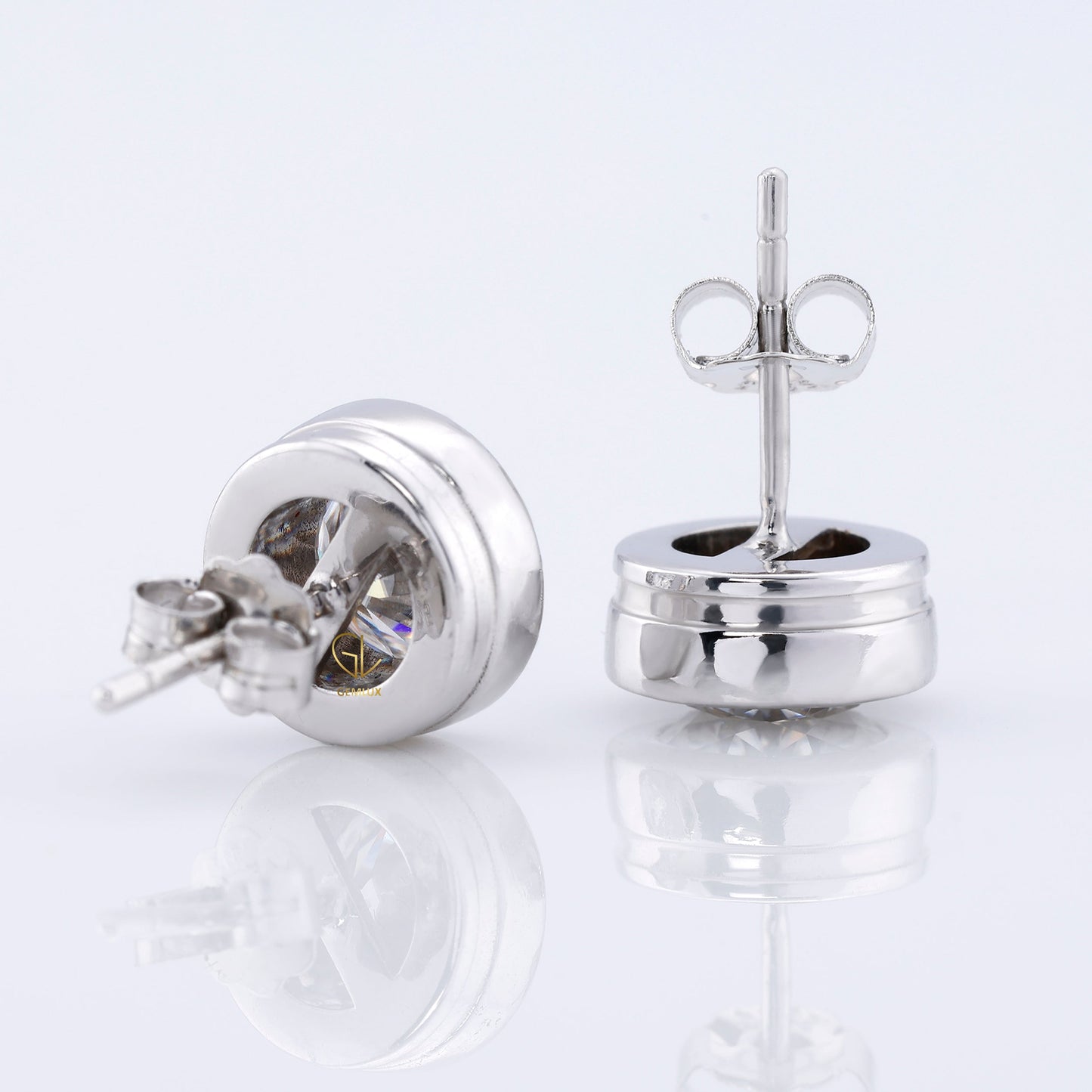 Bezel Set Round Cut Moissanite Stud Earrings