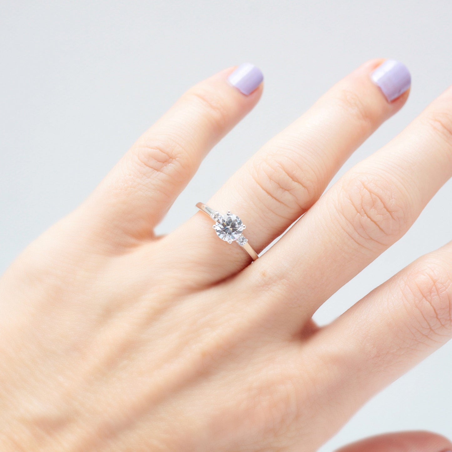 Round Moissanite Trilogy Ring