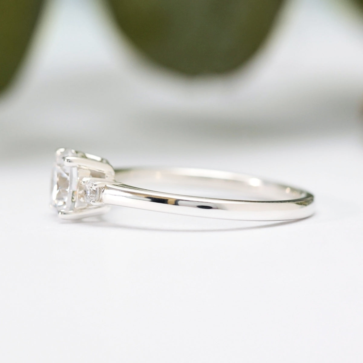 Round Moissanite Trilogy Ring
