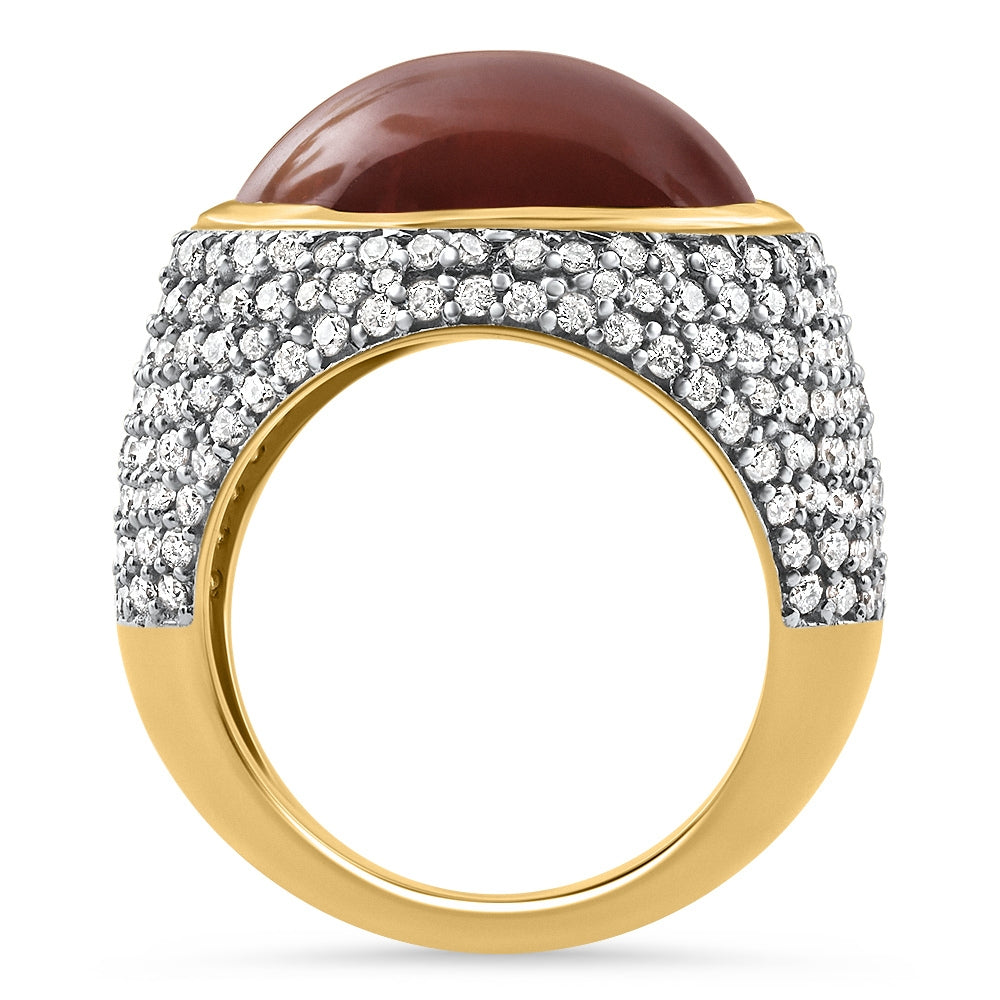 11.17Ct Tourmaline & Pave Diamond East West Ring 14k Yellow Gold Lab Grown