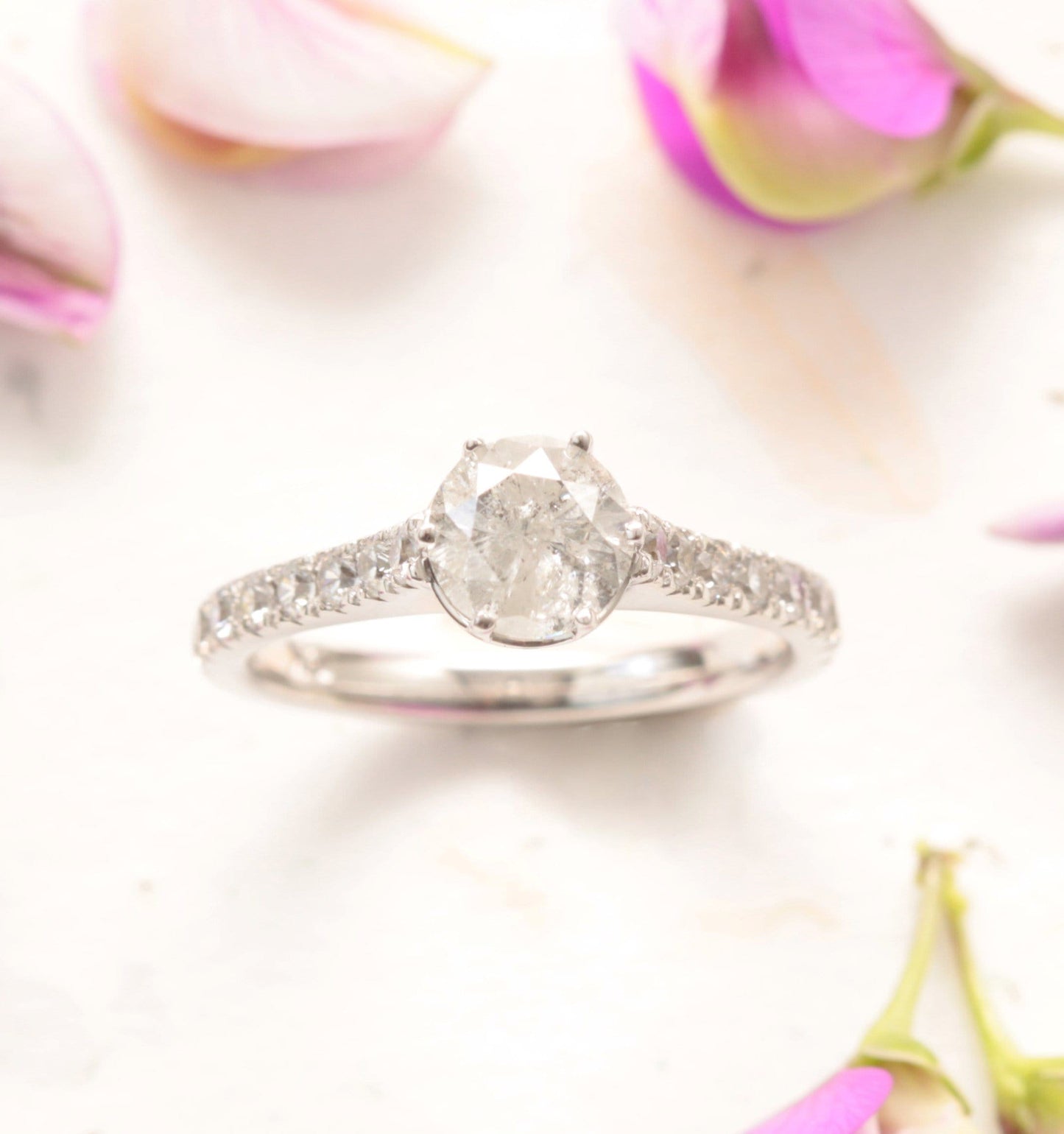 Salt and Pepper Diamond Engagement Ring